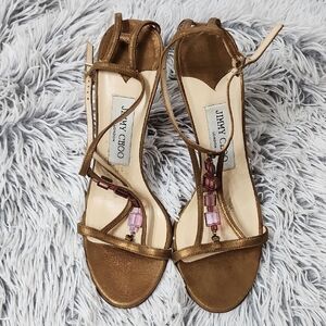 Jimmy Choo Gold Strappy Heels